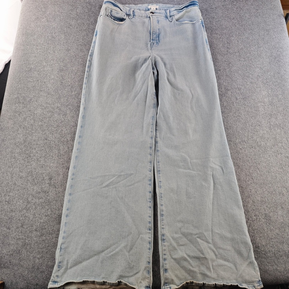 Good American Good Legs Wide Leg Jeans Womens 15 Light Blue High Rise Denim